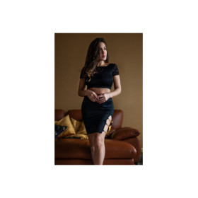 Jupe courte noire Elena fendue sur le côté 